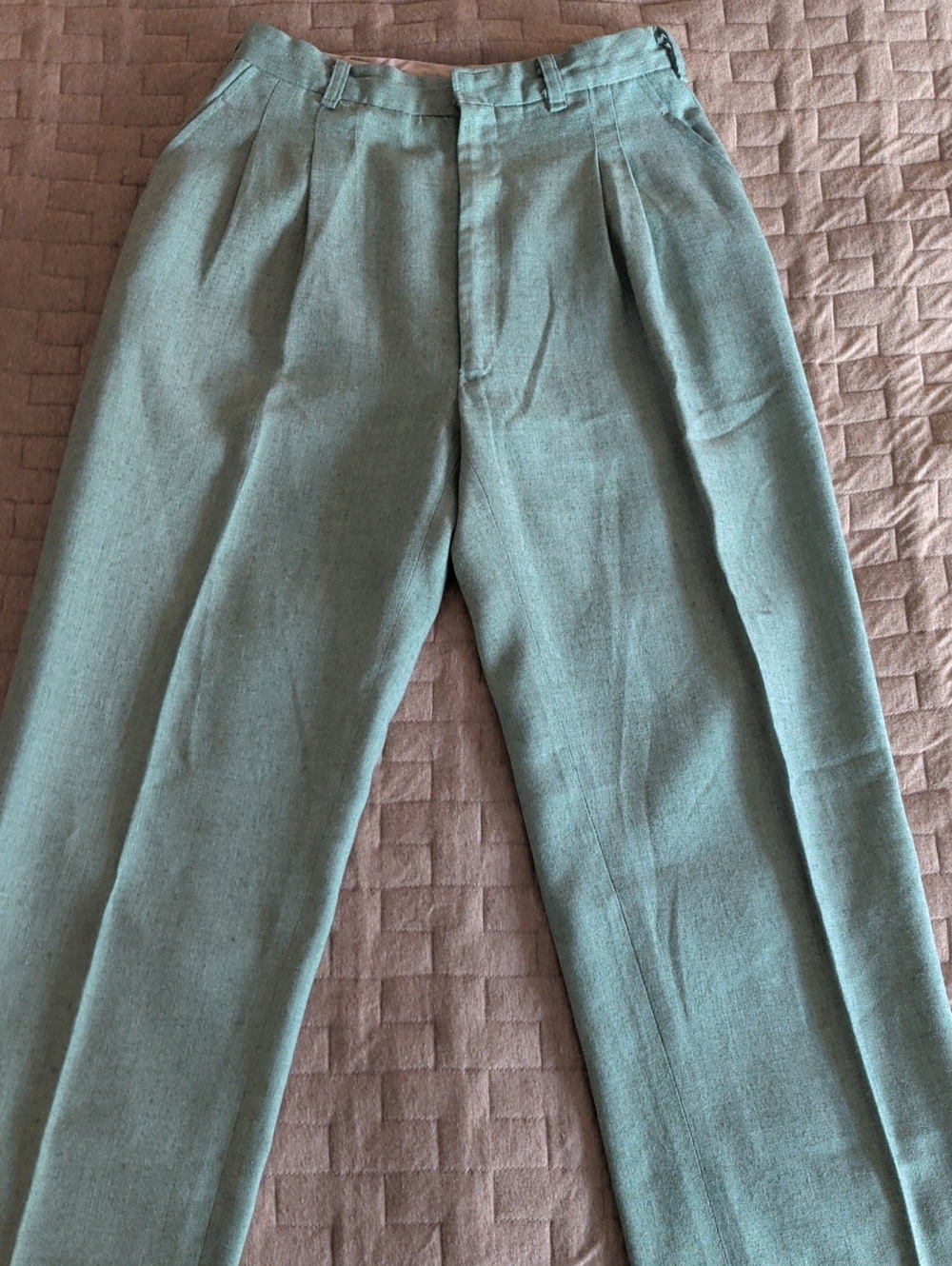 Women's Pleated Trousers in Sage Green
